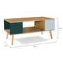 Voir la diapositive 5 : ID MARKET Table basse scandinave rectangulaire ALIZE bois, vert clair et vert foncé