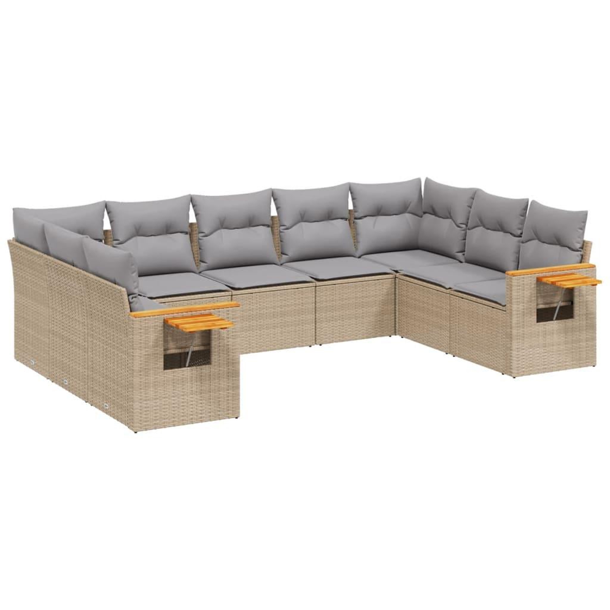 Voir la diapositive 2 : VIDAXL Salon de jardin avec coussins 9 pcs beige resine tressee