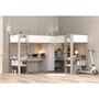 Voir la diapositive 6 : PARISOT Lit double mezzanine combiné enfant ALEXANDRA avec 2 bureaux et rangements - 2x90x200 cm - Blanc/Chene - Sommiers inclus - PARI