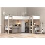 Voir la diapositive 6 : PARISOT Lit double mezzanine combiné enfant ALEXANDRA avec 2 bureaux et rangements - 2x90x200 cm - Blanc/Chene - Sommiers inclus - PARI