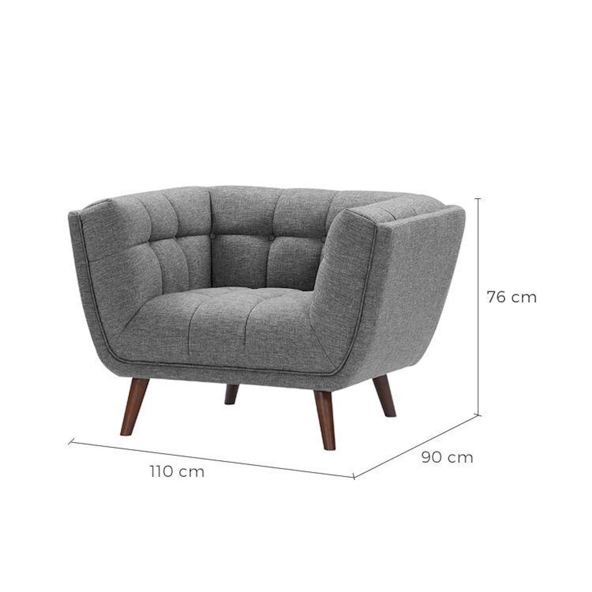 Rendez vous déco Fauteuil capitonné en tissu gris-Carmen