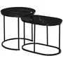HOMCOM Lot de 2 tables basses gigognes - tables d'appoint encastrables style contemporain - piètement acier plateau MDF aspect marbre noir