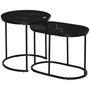 Voir la diapositive 1 : HOMCOM Lot de 2 tables basses gigognes - tables d'appoint encastrables style contemporain - piètement acier plateau MDF aspect marbre noir