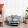 PAWHUT Canapé chien lit pour chien design contemporain coquillage coussin moelleux amovible piètement bois de pin gris