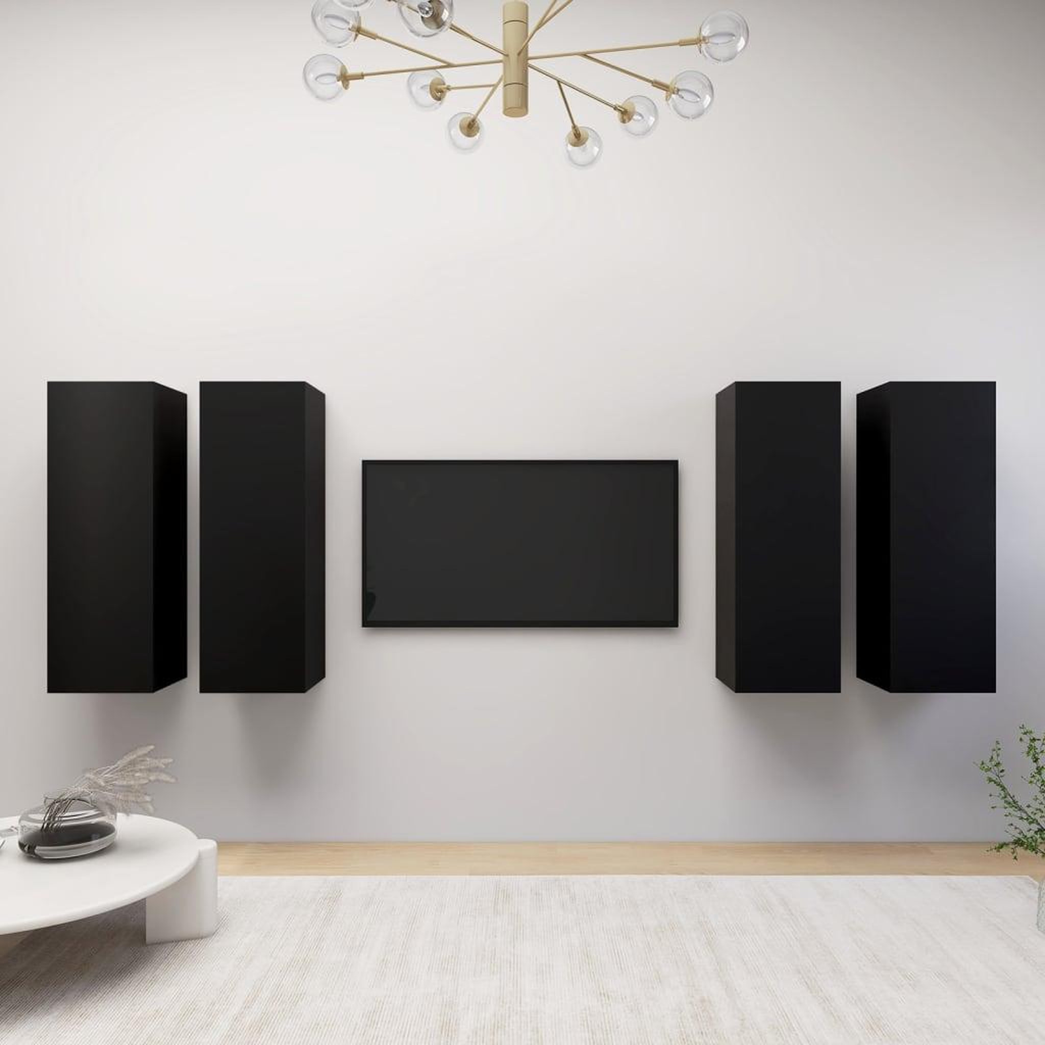 Voir la diapositive 1 : VIDAXL Meubles TV 4 pcs Noir 30,5x30x90 cm Bois d'ingenierie