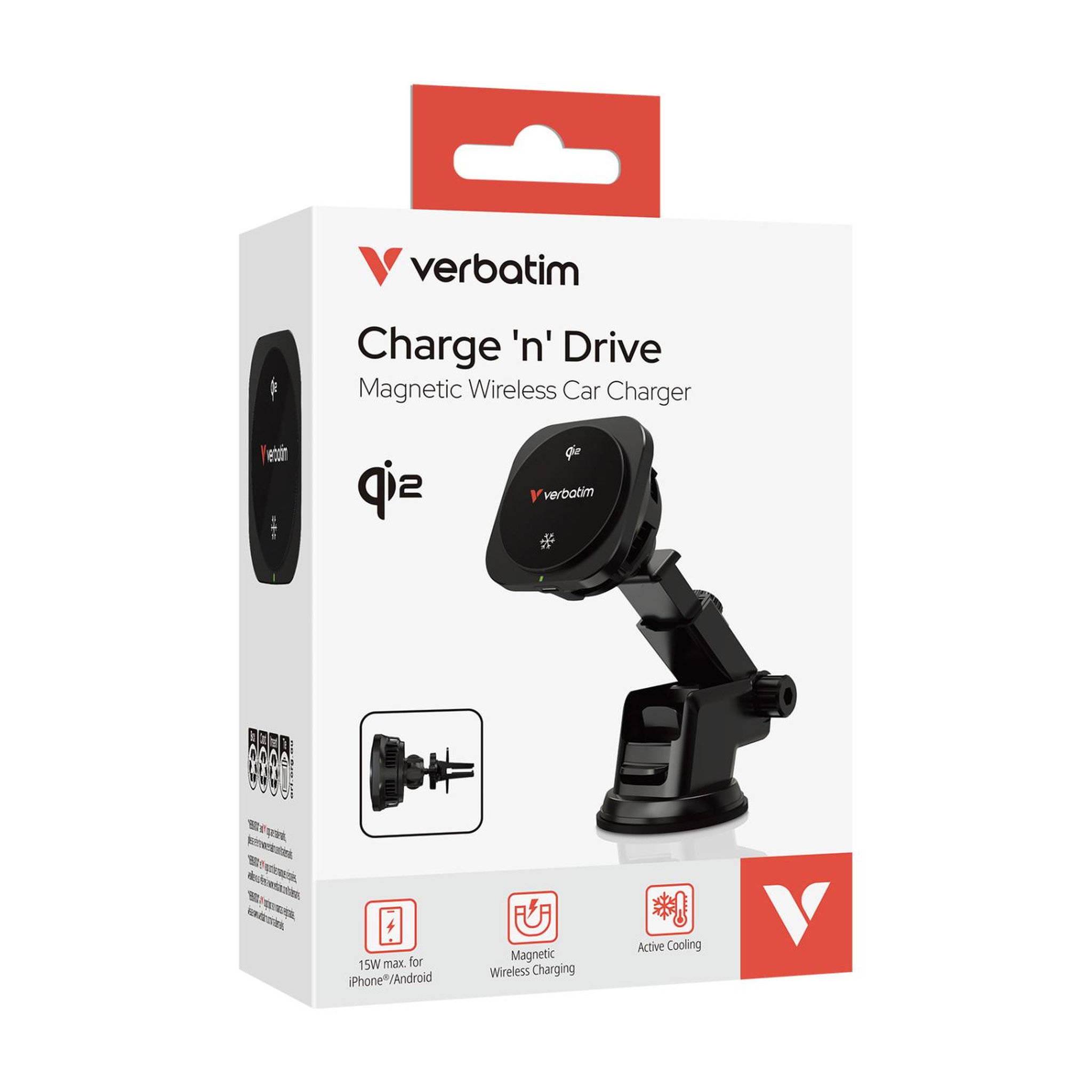 Voir la diapositive 3 : Verbatim Verbatim charge 'n' drive qi2 smartphone noir usb recharge sans fil charge rapide auto
