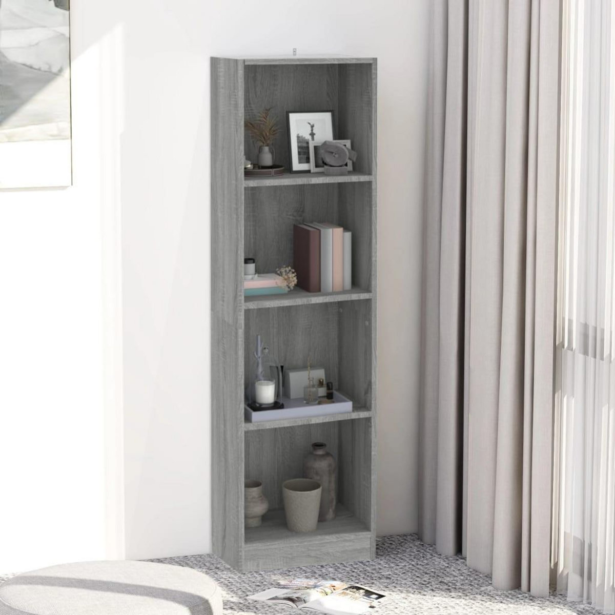 VIDAXL Bibliotheque 4 niveaux Sonoma gris 40x24x143 cm