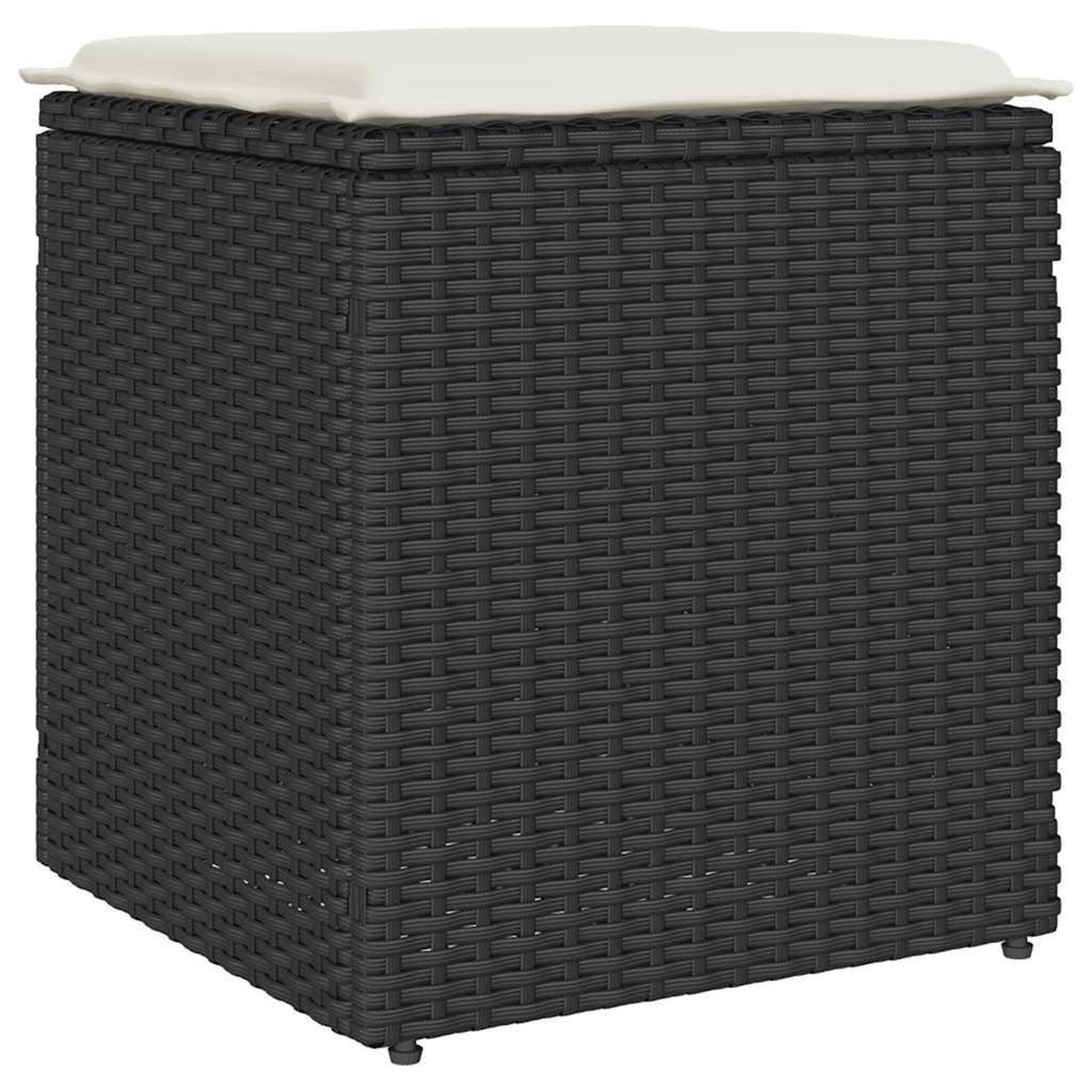 Voir la diapositive 5 : VIDAXL Tabourets jardin coussins 2 pcs noir 40x40x43 cm resine tressee