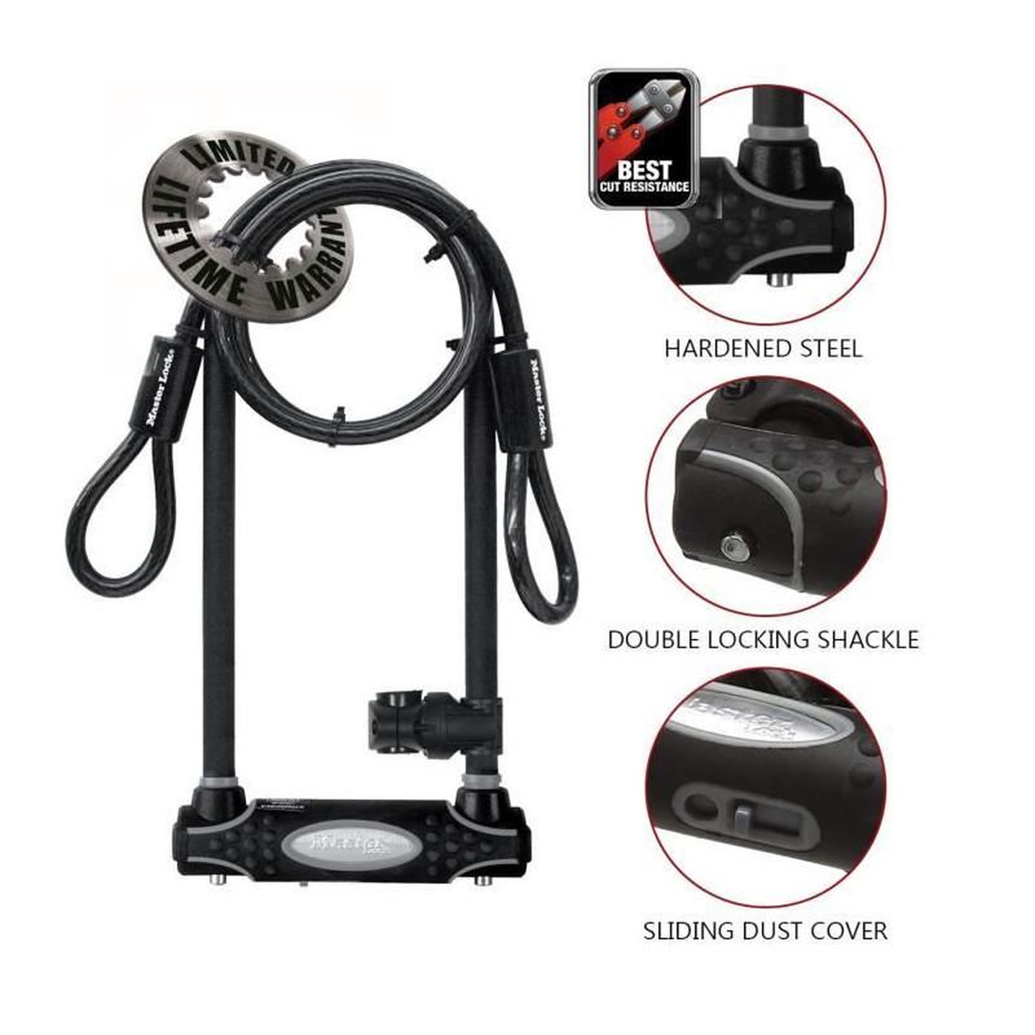 Voir la diapositive 3 : Marvel MASTER LOCK Antivol U avec Câble - A Clé - Modele XL