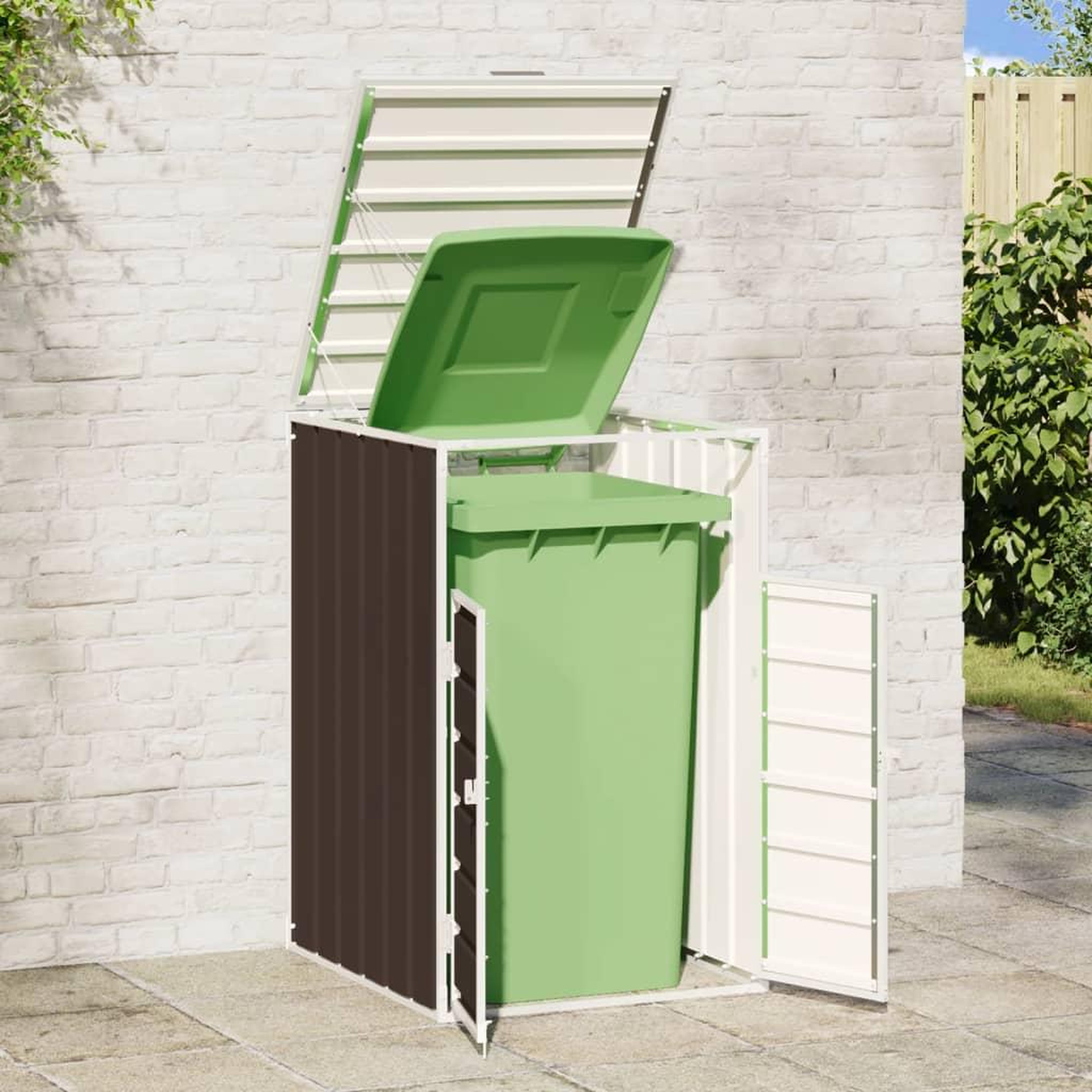 Voir la diapositive 3 : VIDAXL Rangement a roulettes pour poubelles pour bac unique acier