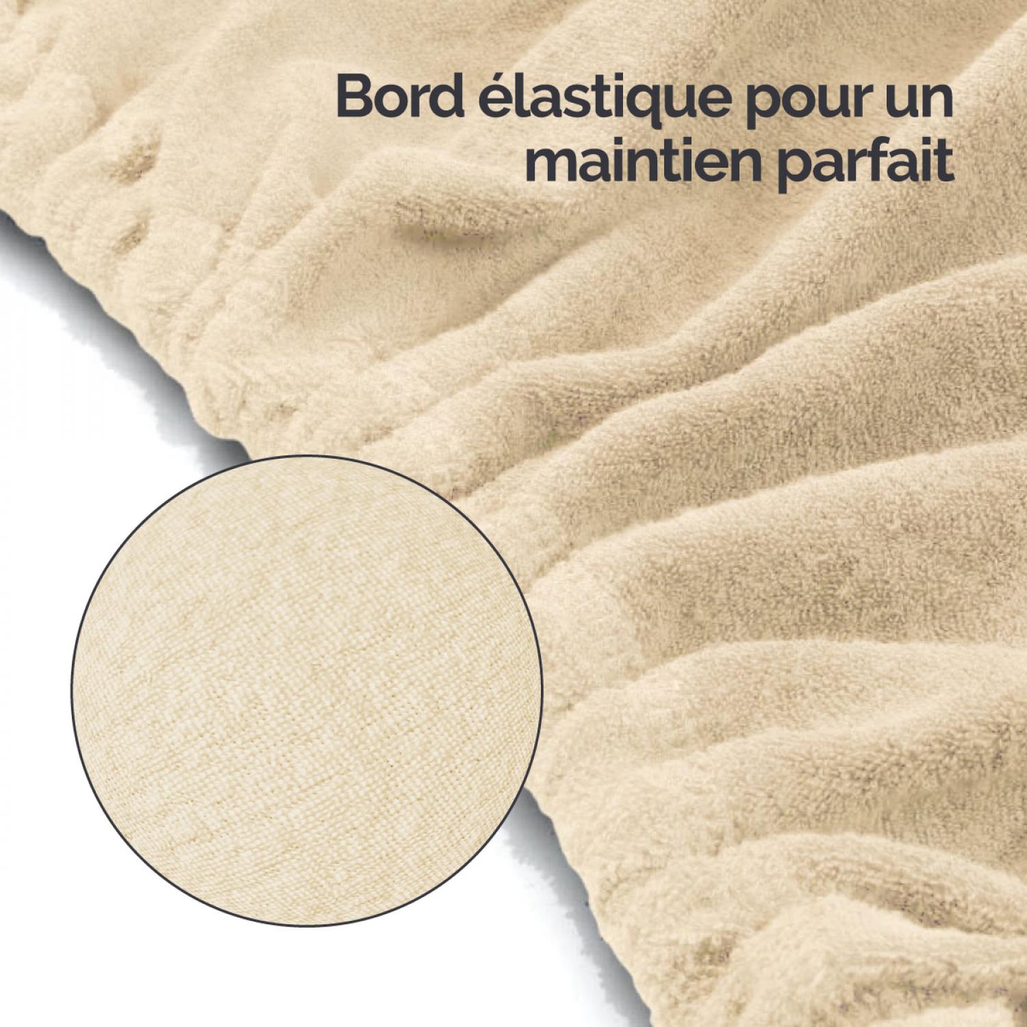 Voir la diapositive 4 : VIVEZEN Drap housse de protection en éponge pour coussin demi-rond 66 cm x 22 cm x 12 cm de table de massage - Beige