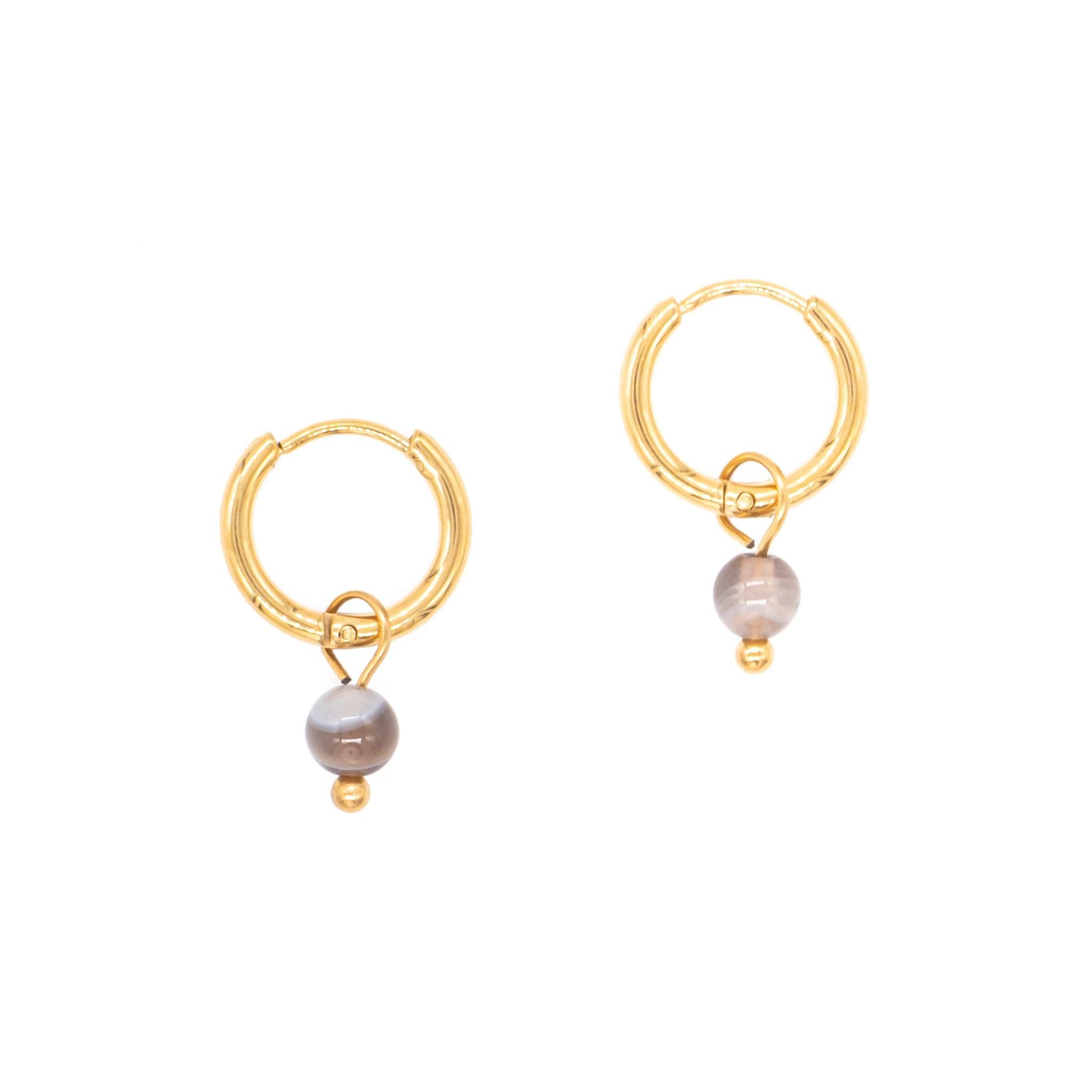 SLOYA Boucles d'oreilles créoles Serena en pierres Agate Botswana