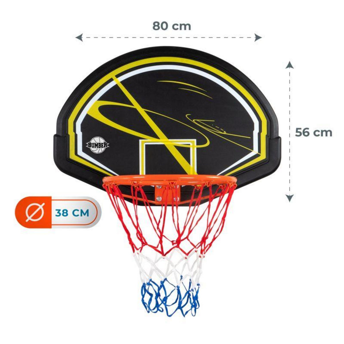 BUMBER Panneau de basket MEMPHIS Intérieur/Extérieur avec fixation incluses ⌀ 38 cm