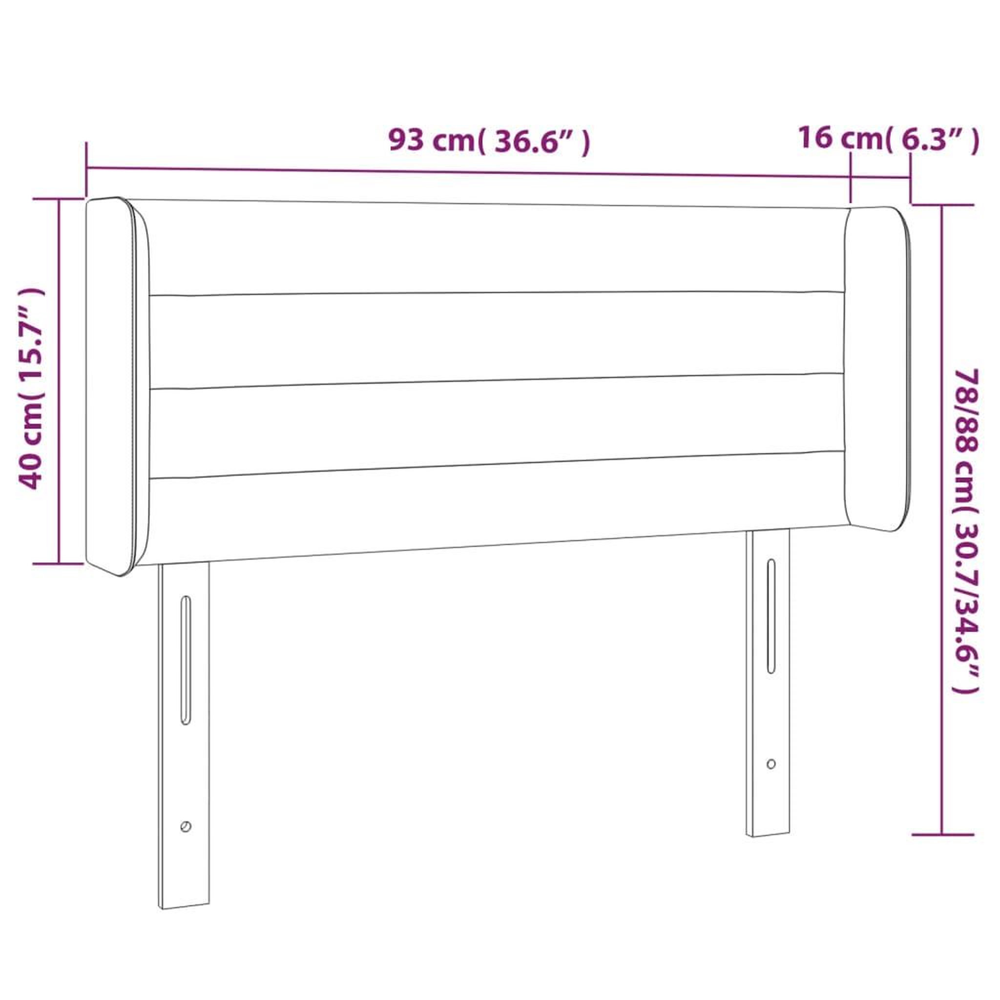 Voir la diapositive 6 : VIDAXL Tete de lit avec oreilles Taupe 93x16x78/88 cm Tissu