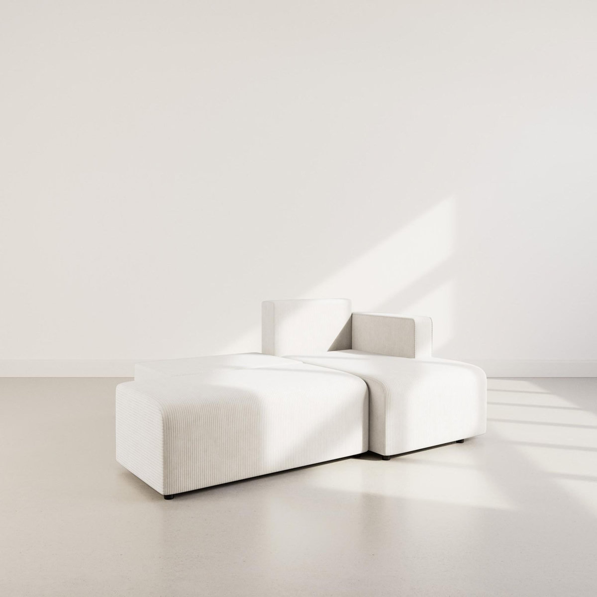 BEST MOBILIER Topaze - canapé d'angle droit 4 places convertible avec coffre en velours côtelé