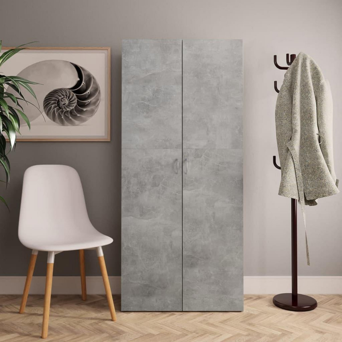 VIDAXL Armoire a chaussures Gris beton 80x35,5x180cm Bois d'ingenierie