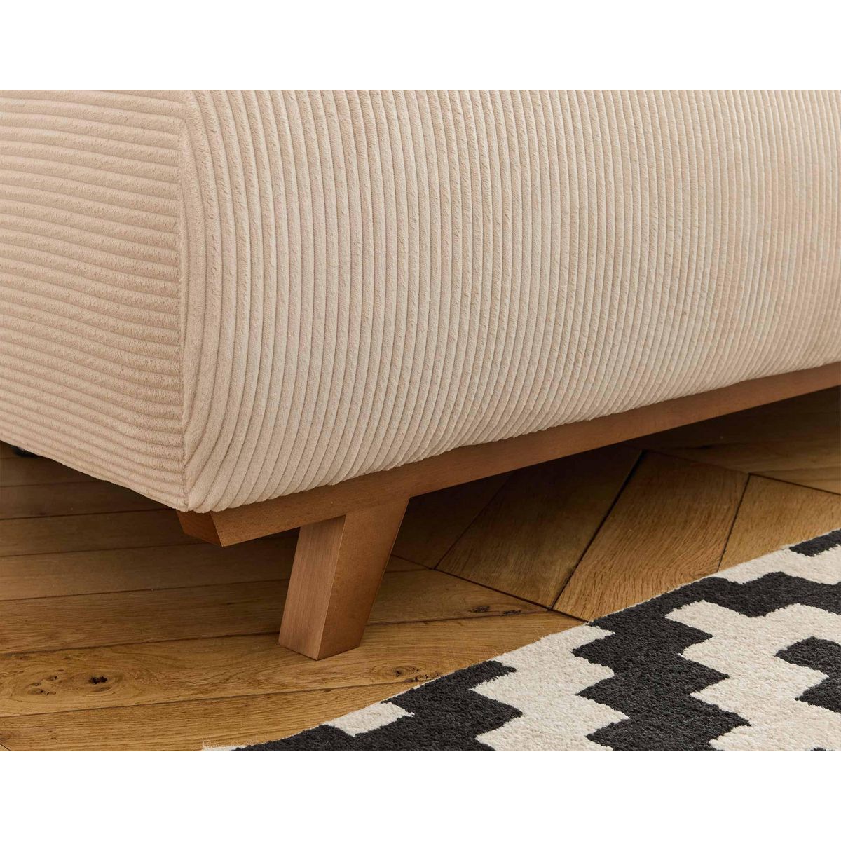 BEST MOBILIER Cristal - canapé 3 places - convertible avec coffre et grand pouf - en velours côtelé