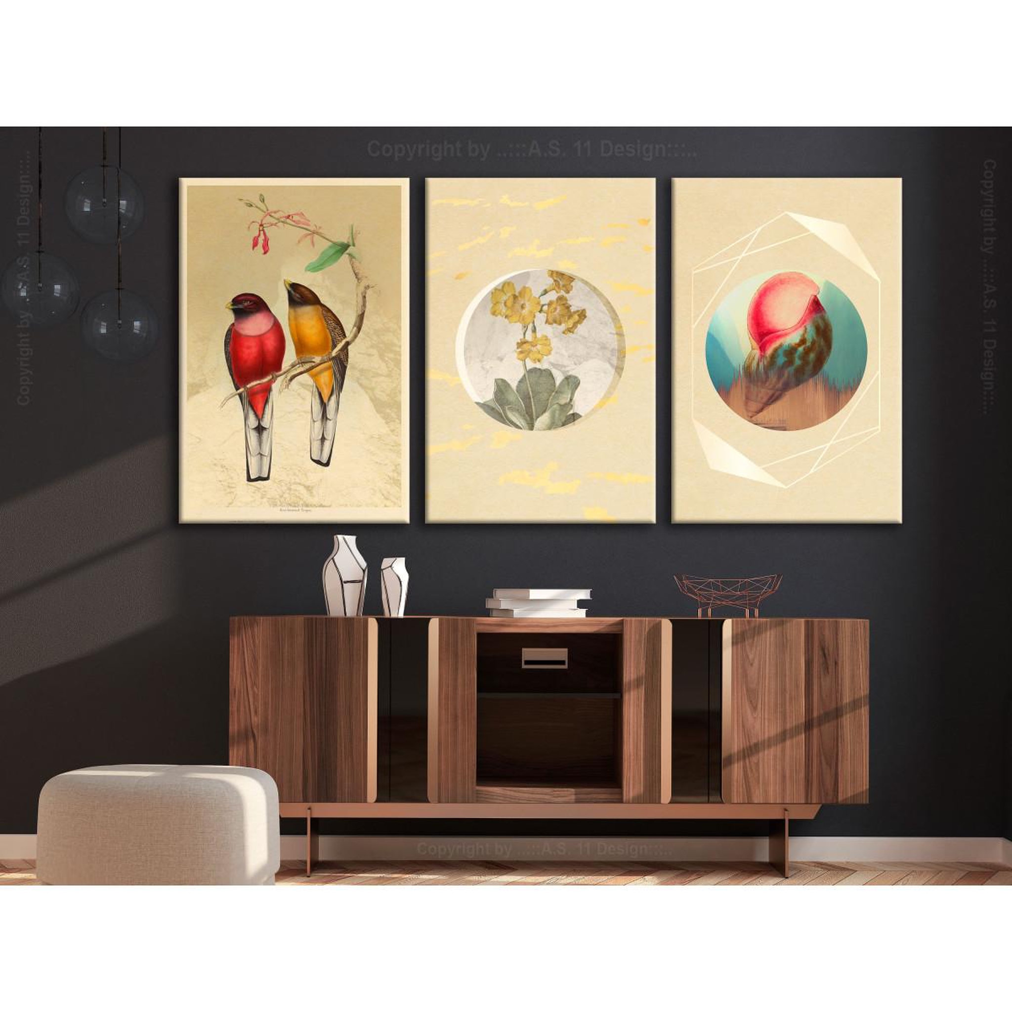 Voir la diapositive 2 : Paris Prix Tableau imprimé  forms in nature 3 panneaux  60x120cm
