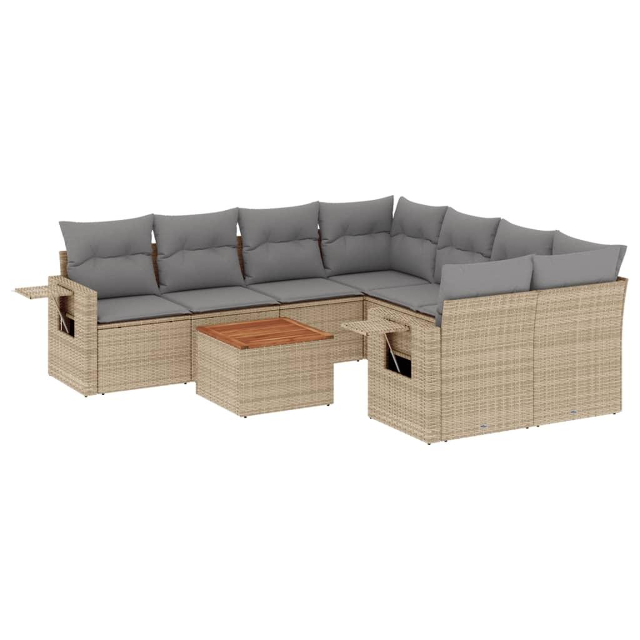 Voir la diapositive 2 : VIDAXL Salon de jardin avec coussins 9pcs melange beige resine tressee