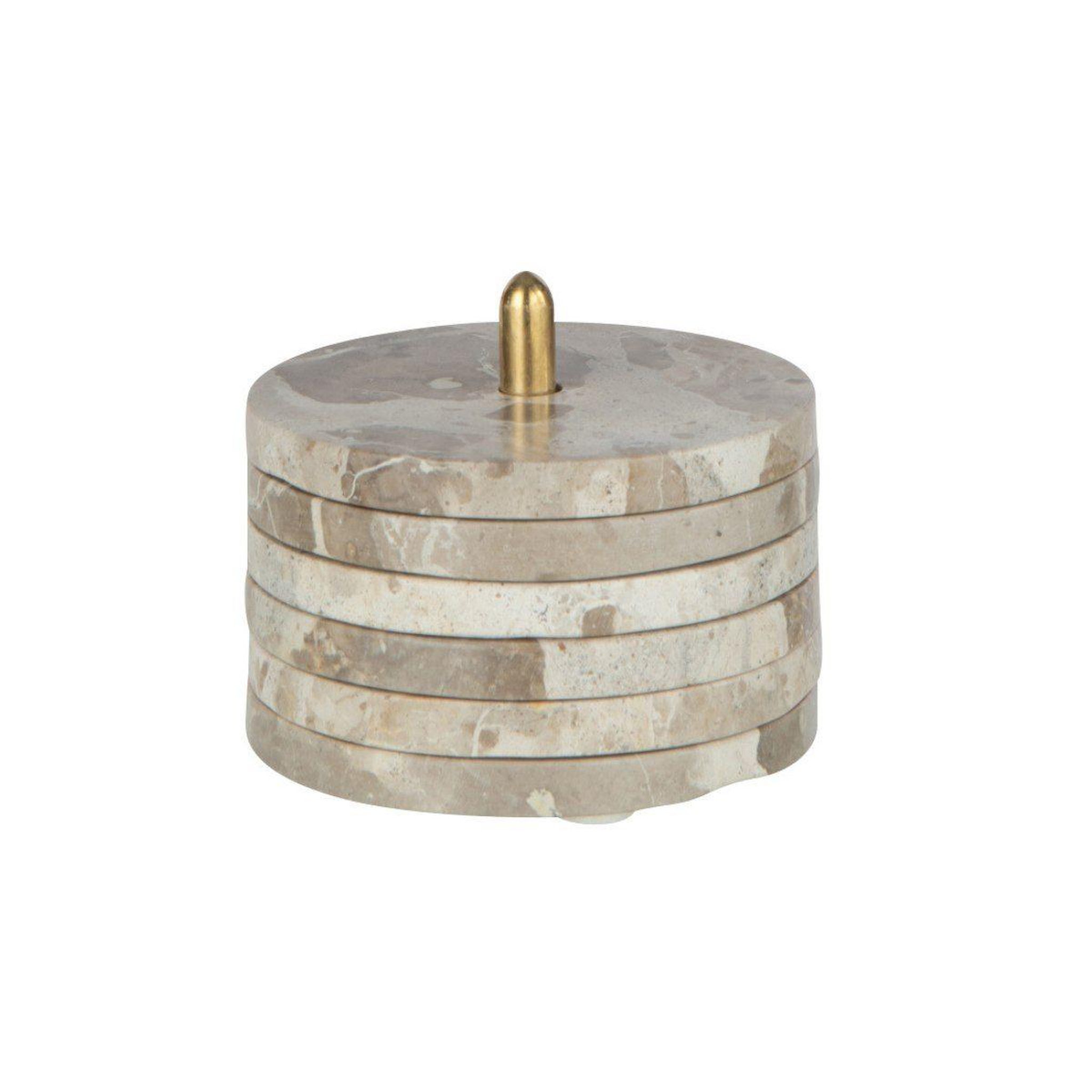 Voir la diapositive 2 : J-LINE Lot de 6 Dessous de Verre  Marbre  12cm Beige