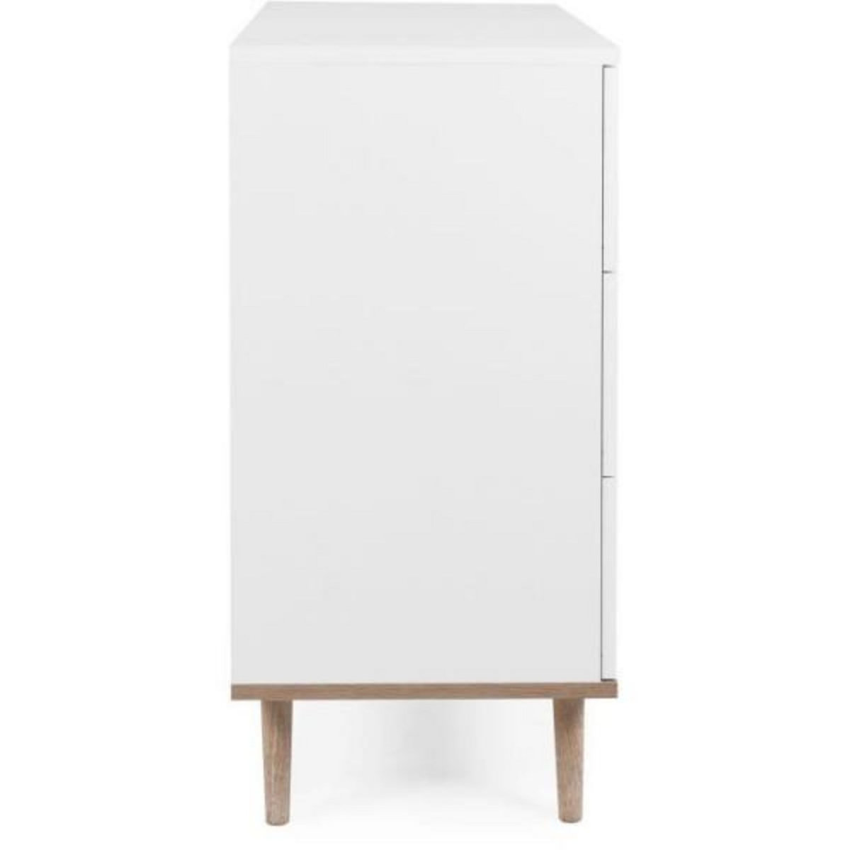 MARKET24 Commode Göteborg - 3 tiroirs - Décor chene sonoma Blanc - Scandinave - L 79,8 x P 40 x H 86,5 cm