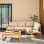 Voir la diapositive 2 : SWEEEK Salon de jardin modulable bois d'acacia et tissu beige 4 places - Tula