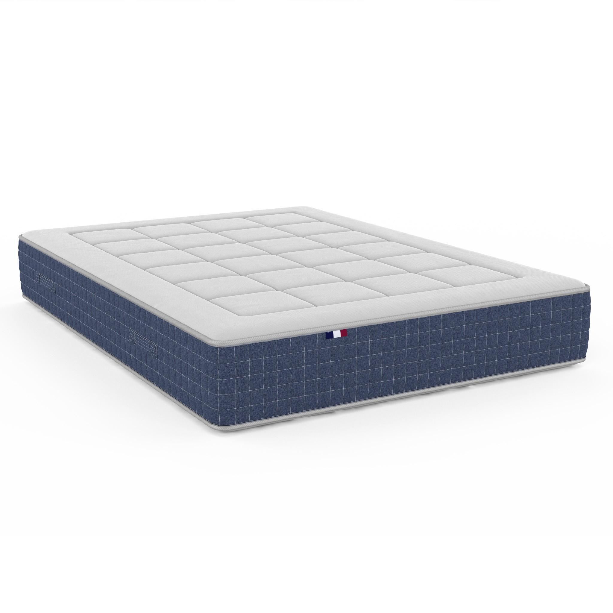 IDLITERIE Matelas ressorts ensachés KING STYLE, mémoire de forme, confort ferme. Coloris disponibles : Bleu