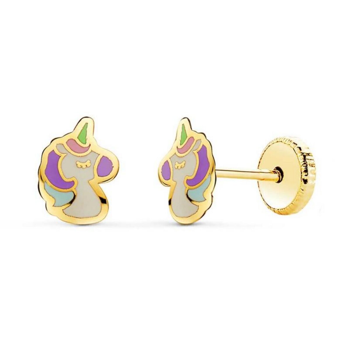 Boucles d'oreilles enfant Licorne or jaune 18 carats – Joaillerie