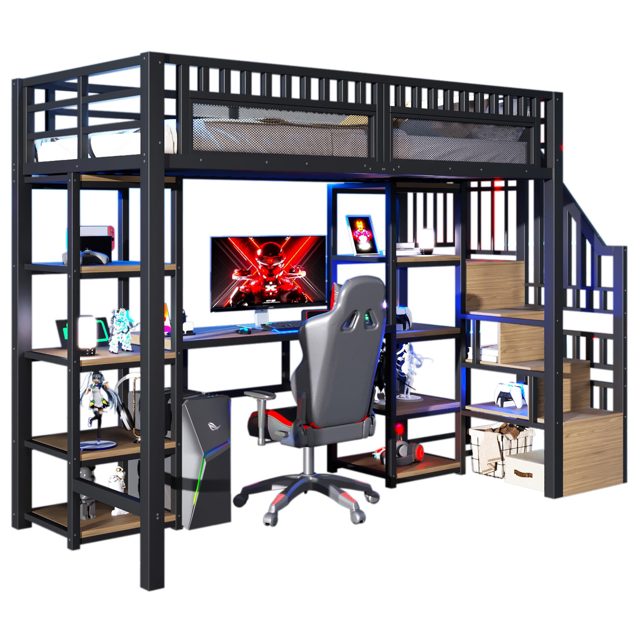 MERAX Lit mezzanine. Coloris disponibles : Blanc, Noir