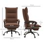 Voir la diapositive 3 : VINSETTO Fauteuil de bureau massant chauffant inclinable réglable repose-pieds rétractable microfibre marron