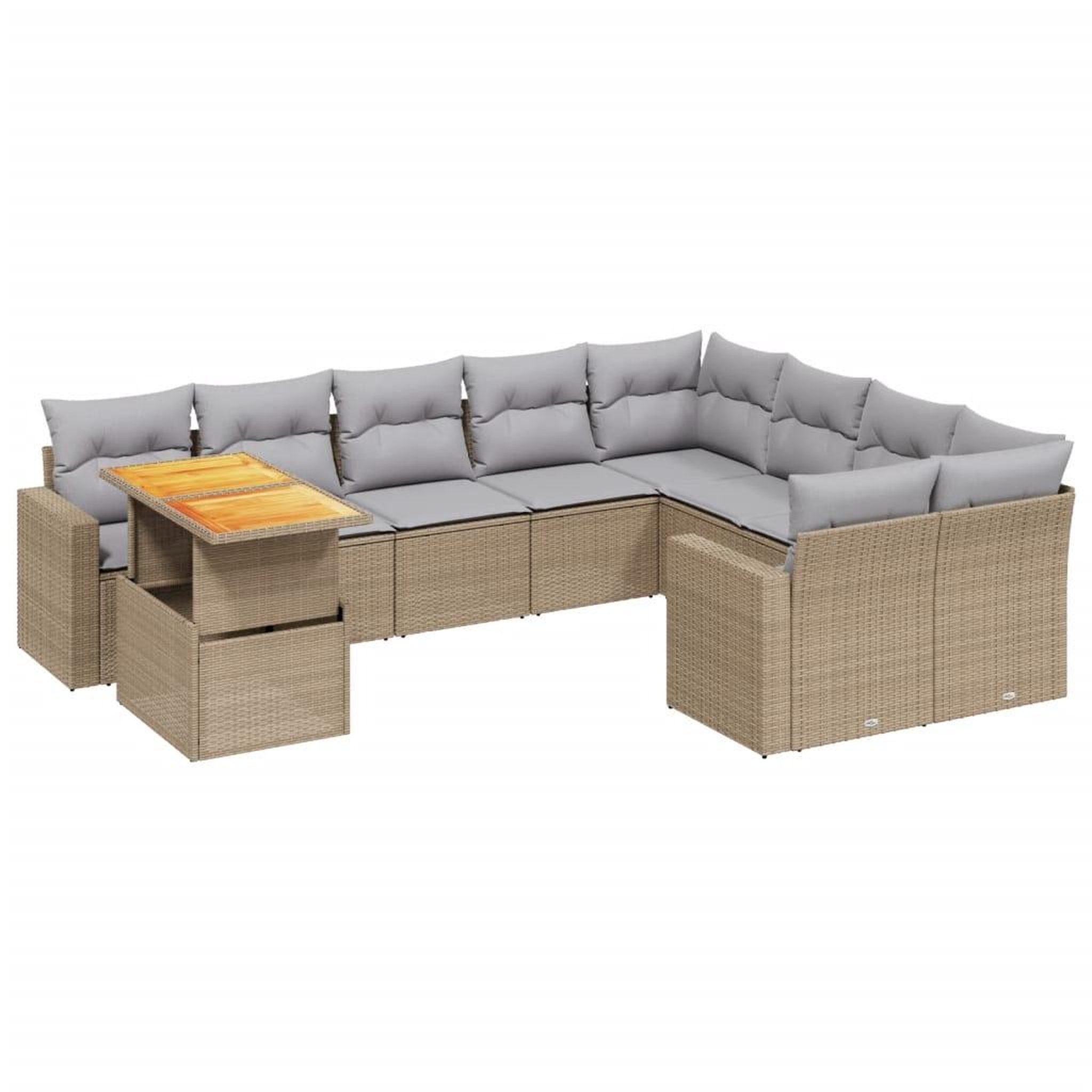 Voir la diapositive 2 : VIDAXL Salon de jardin avec coussins 10 pcs beige resine tressee