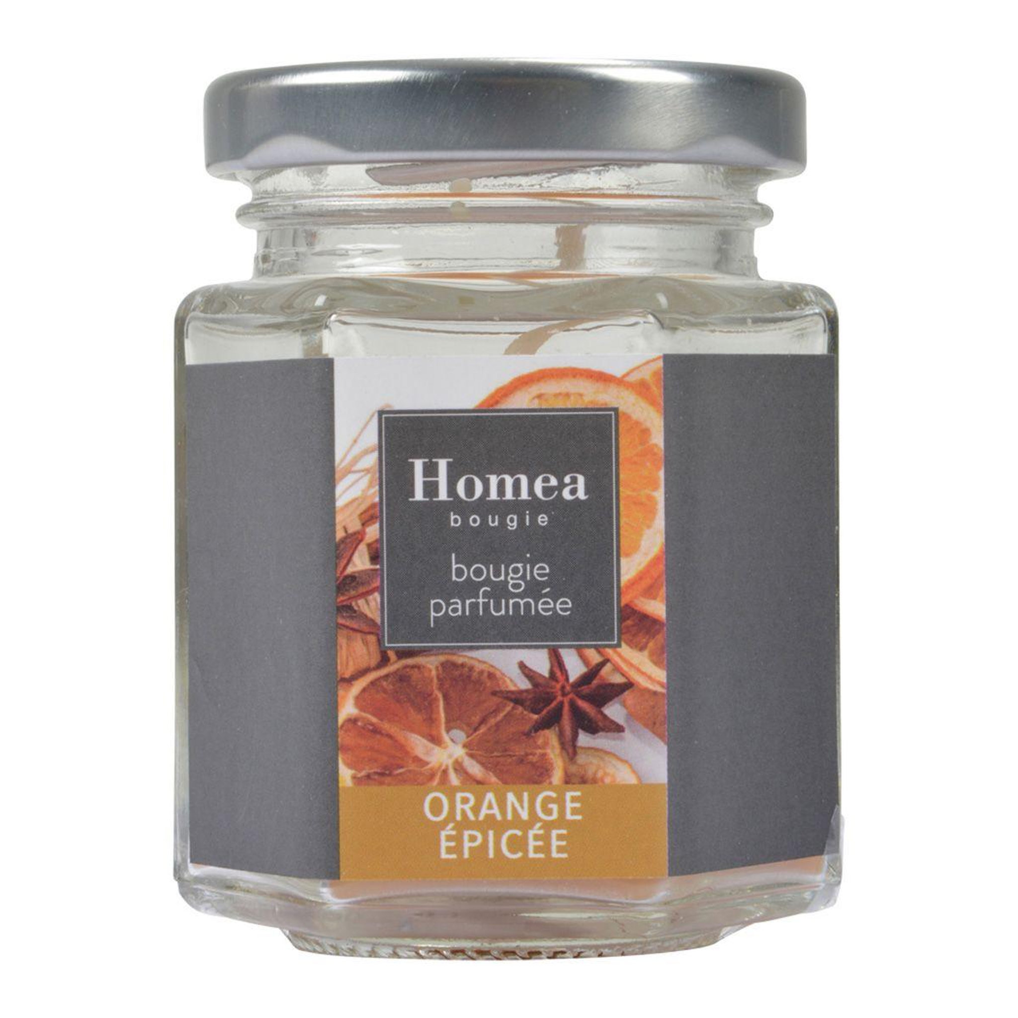 HOMEA Bougie verrine parfumée  essentiel ii  7cm orange epicée