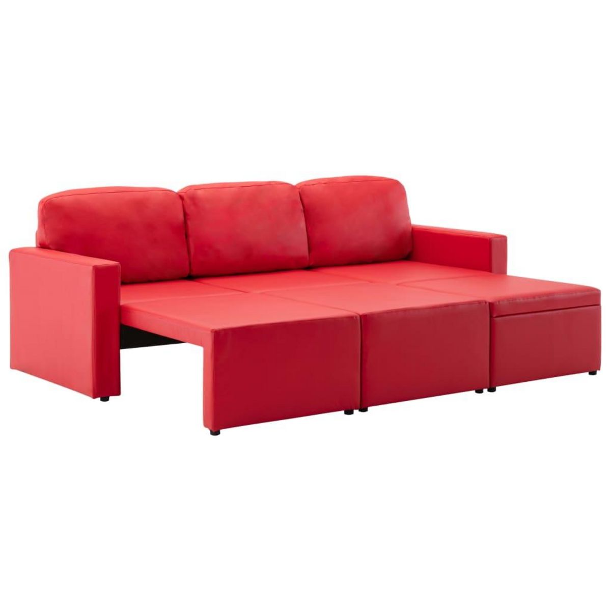 VIDAXL Canape-lit modulaire 3 places Rouge Similicuir