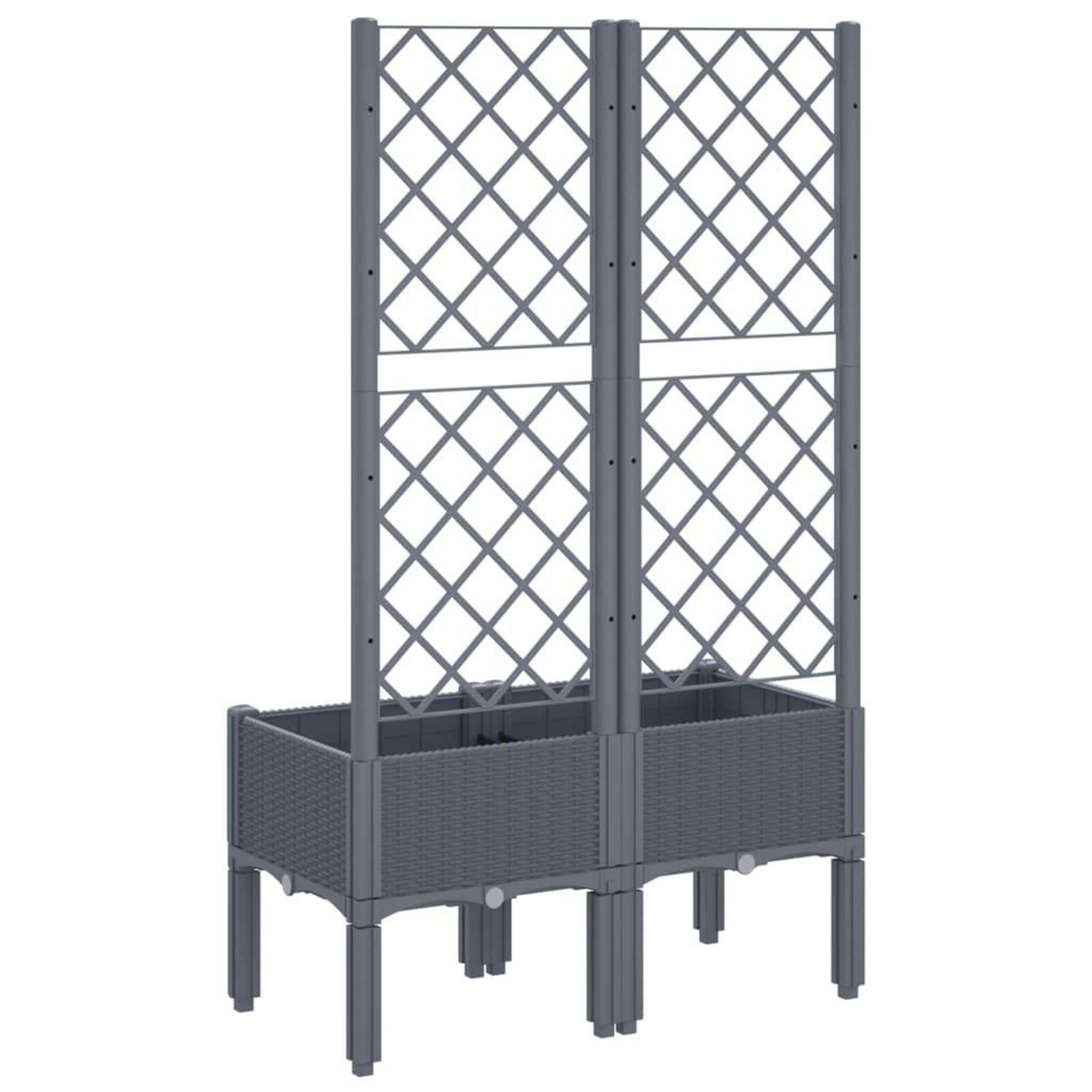 Voir la diapositive 5 : VIDAXL Jardiniere avec treillis bleu gris 80x40x142 cm PP