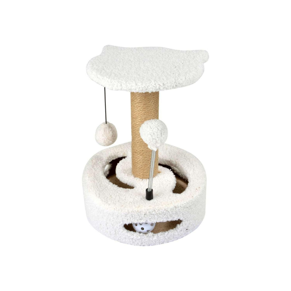 LOVE STORY Arbre à chat Jake en laine bouclée - Ecru