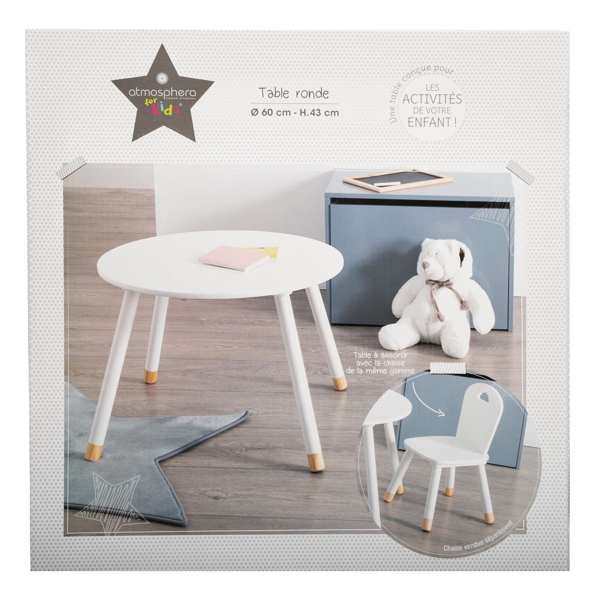 ATMOSPHERA Table enfant en bois D60cm SWEET