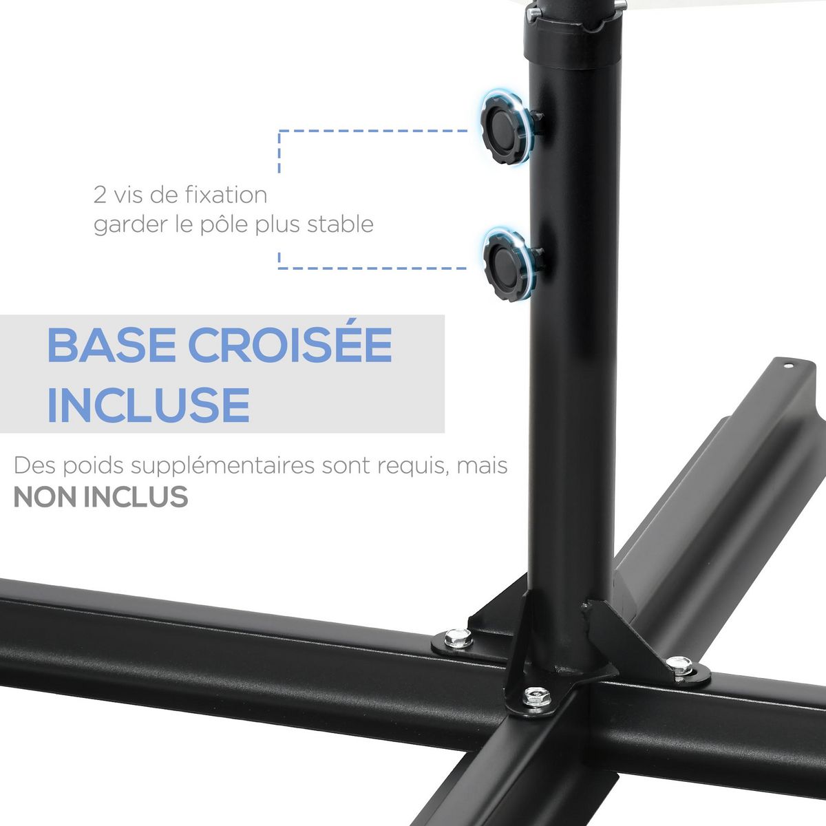 OUTSUNNY Parasol déporté octogonal inclinable pivotant Ø 256 cm acier polyester gris anthracite