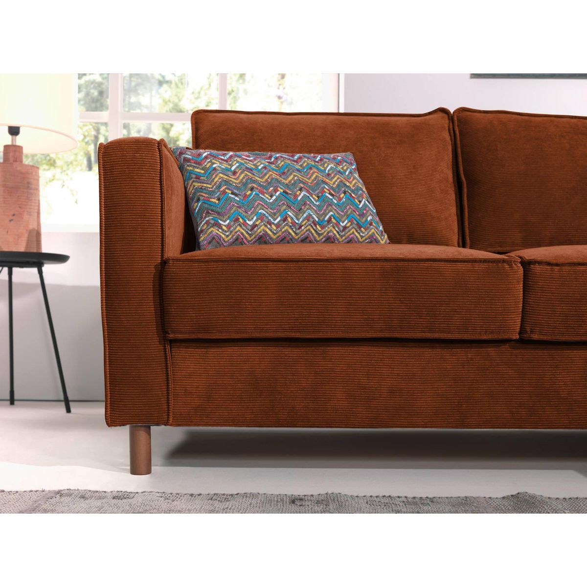 LISA DESIGN Jake - canapé d'angle droit - convertible - 5 places - en velours côtelé