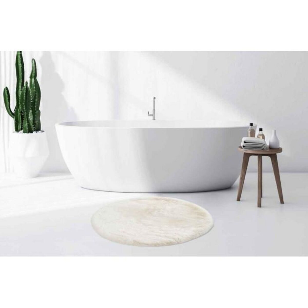 Paris Prix Tapis de Bain Antidérapant  Rabbit  100cm Blanc