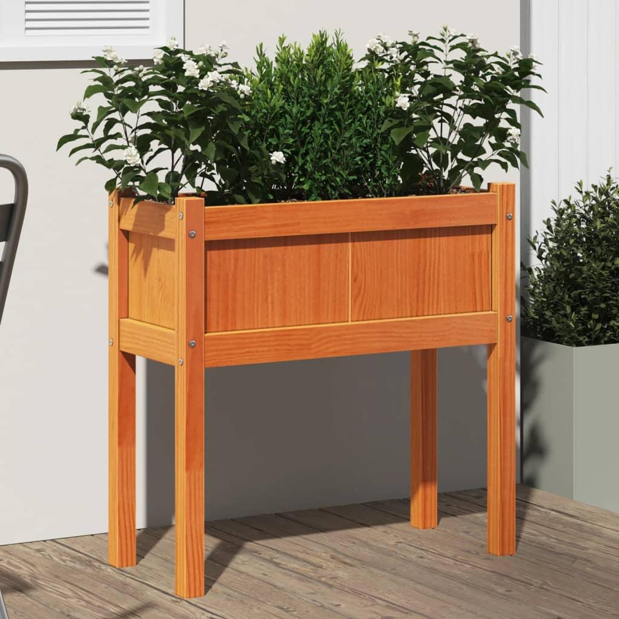 VIDAXL Jardinieres et pieds cire marron 70x31x70 cm bois de pin massif
