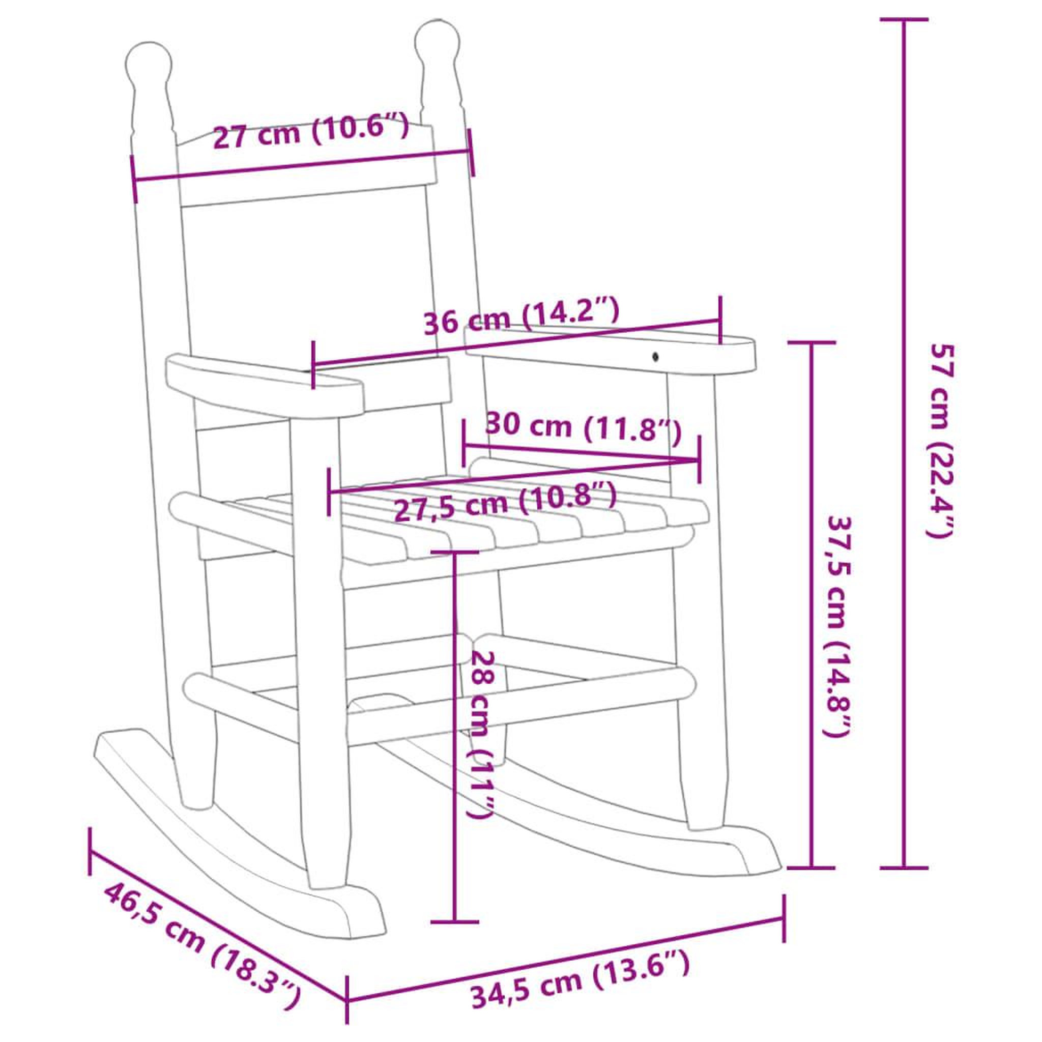 Voir la diapositive 6 : VIDAXL Chaise a bascule enfants noir bois de peuplier massif