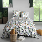 ATELIER DU COTON Parure housse de couette imprimée 100% coton 57fils VEITCHS. Coloris disponibles : Blanc