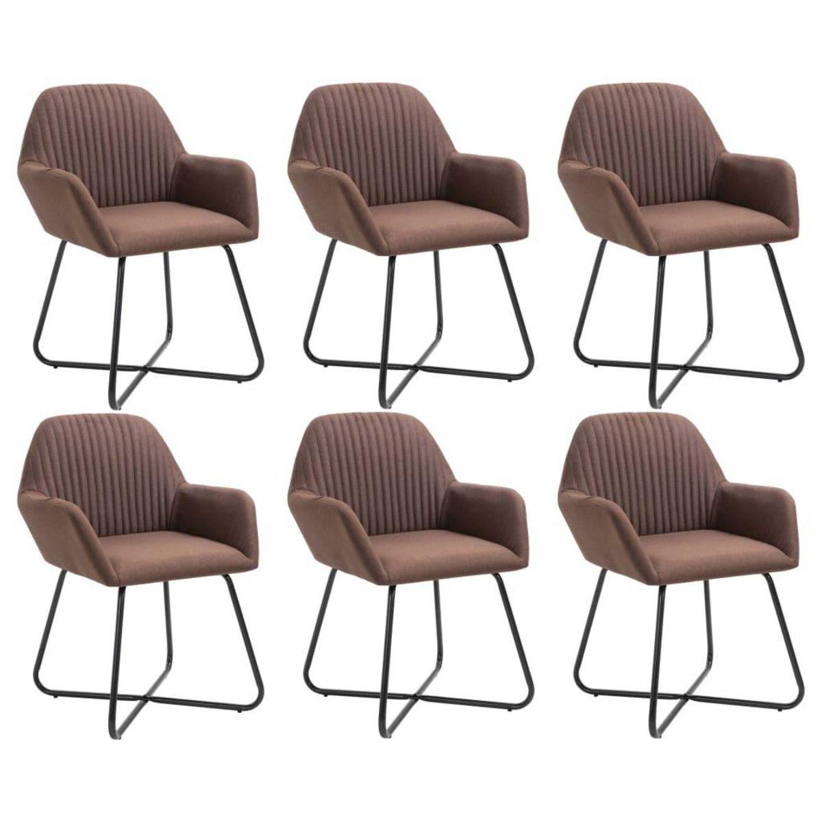VIDAXL Chaises a manger lot de 6 marron tissu