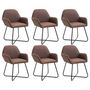 Voir la diapositive 1 : VIDAXL Chaises a manger lot de 6 marron tissu