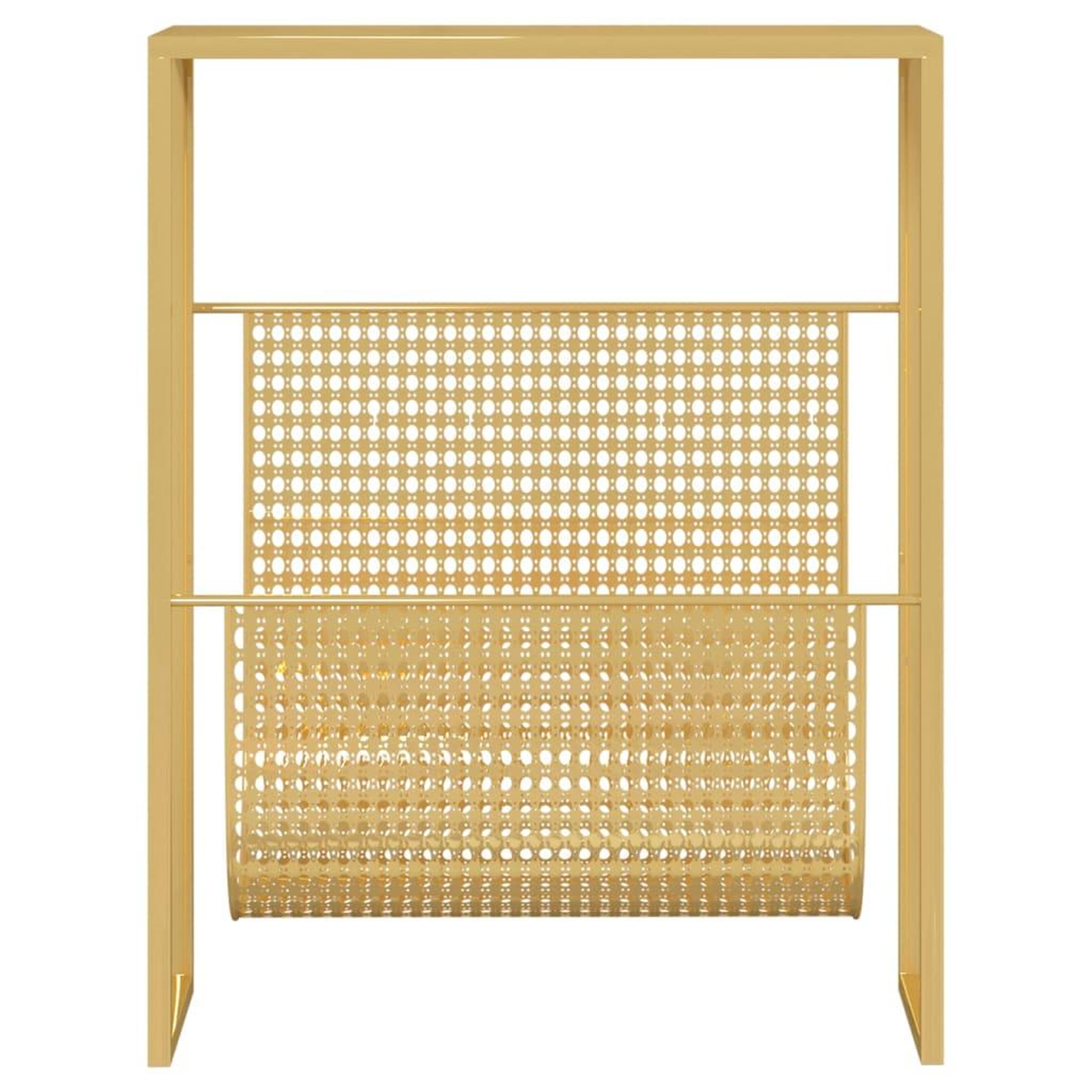 Voir la diapositive 3 : VIDAXL Porte-revue Dore 35x15x45 cm Acier