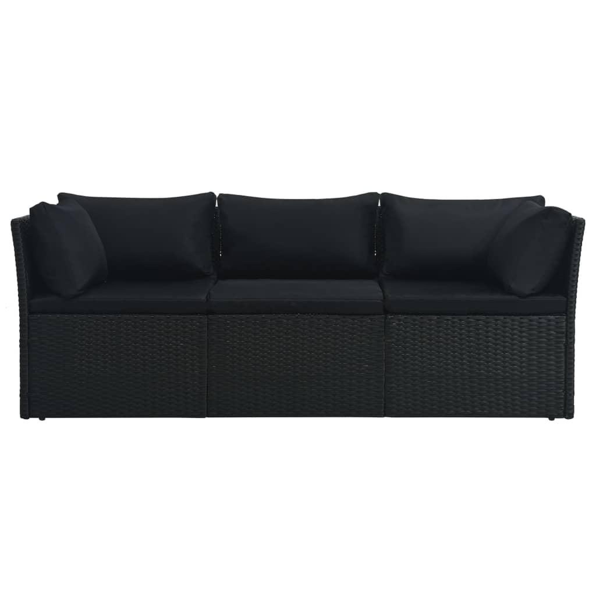 Voir la diapositive 5 : VIDAXL Salon de jardin 4 pcs avec coussins Resine tressee Noir