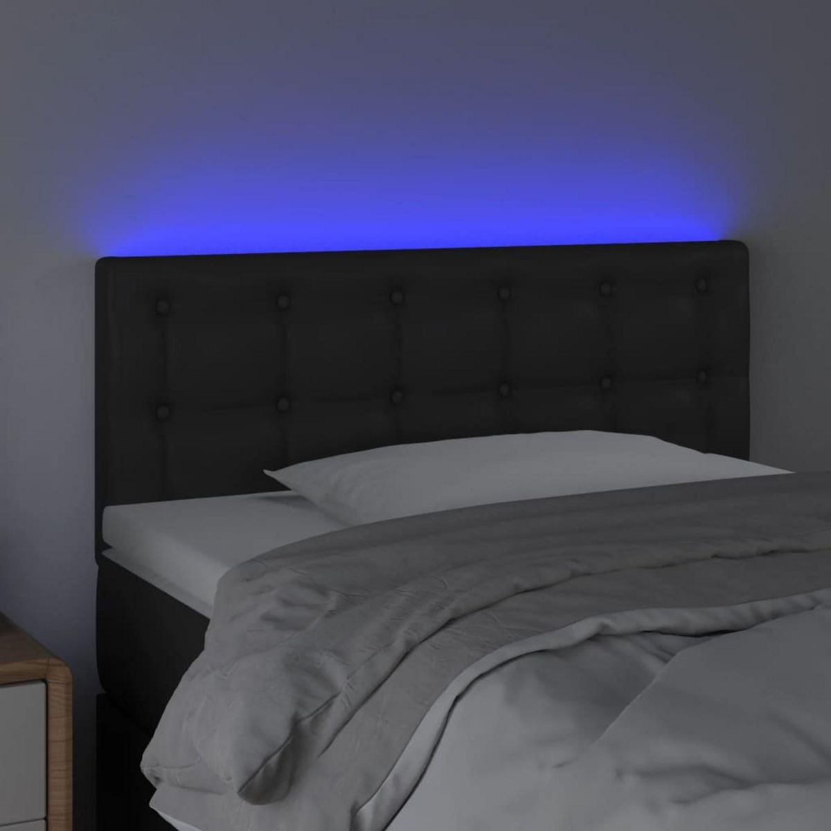 VIDAXL Tete de lit a LED Noir 100x5x78/88 cm Similicuir