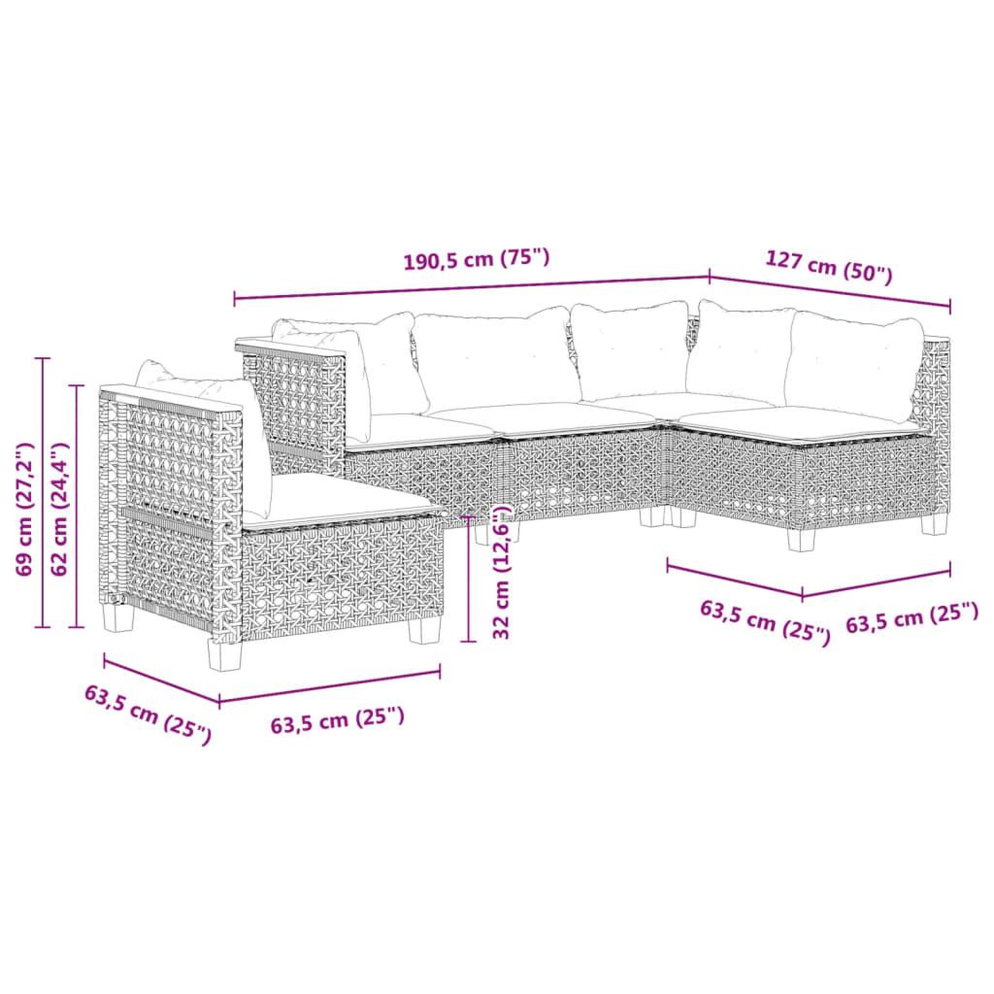 Voir la diapositive 6 : VIDAXL Salon de jardin 5 pcs avec coussins gris resine tressee