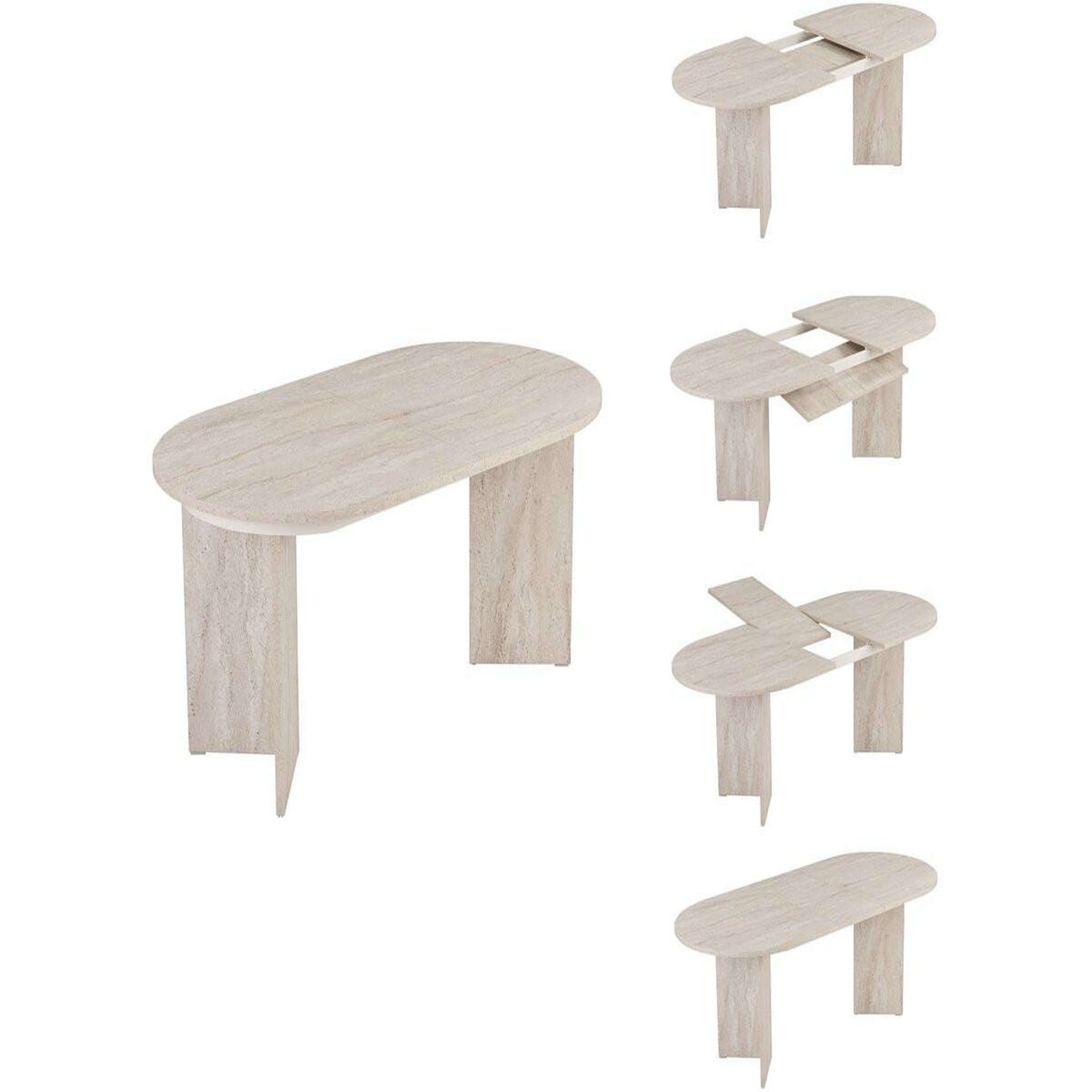 Voir la diapositive 3 : Habitat et Jardin Table repas extensible en bois 160/200 cm  sorell  - 8 places - travertin