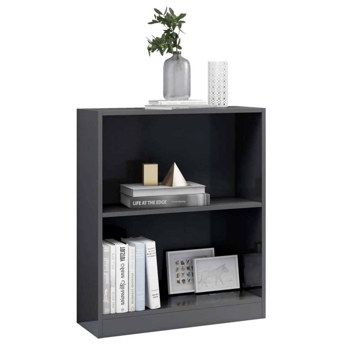 VIDAXL Bibliotheque Gris brillant 60x24x76 cm Bois d'ingenierie